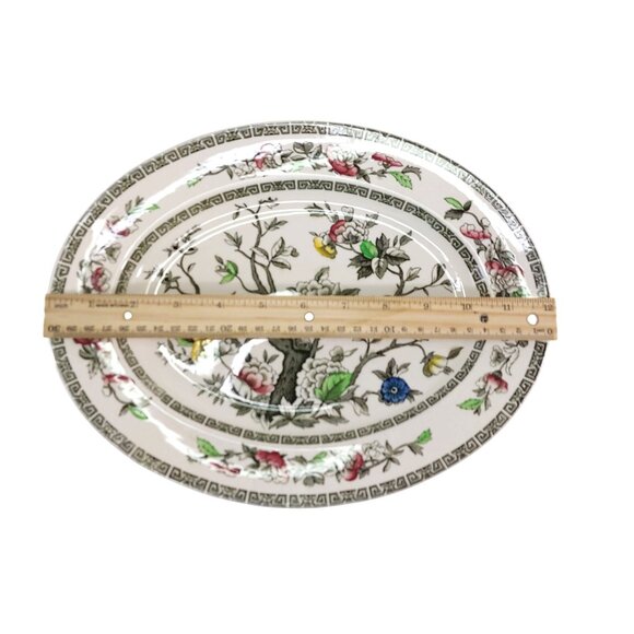 Johnson Brothers Indian Tree Green Key Platter Creamer Sugar Bowl Set Vintage Fl - Picture 12 of 16